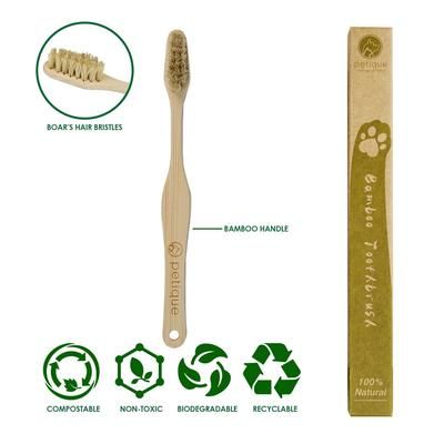 Eco-Friendly Bamboo Toothbrush for Pets - Large(Set of 2) - Petique TB01000006