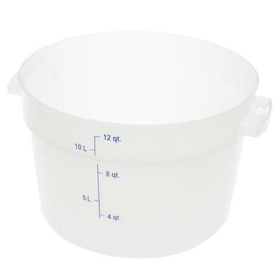 Carlisle 1097702 12 qt Round Storage Container - White, Transparent Polypropylene