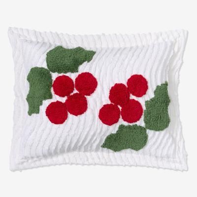 Bloom Chenille Sham by BrylaneHome in Poinsettia (Size KING) Floral Pillow