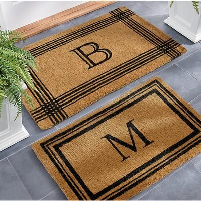 Monogrammed Coir Border Door Mat - Cross-Hatch, 30" X 48", P / Crosshatch - Grandin Road