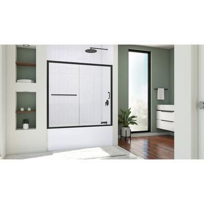 Dreamline DreamLine Infinity-Z 56 - 60 inch W x 60 inch H Semi-Frameless Sliding Tub Door in Matte Black with White Wall Kit DL-6992-CL-09