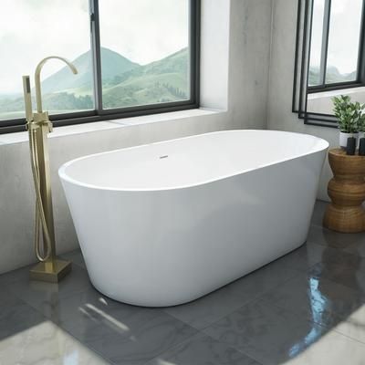 Randolph Morris Mia 63 Inch Freestanding Acrylic Soaking Tub and Faucet Package RMBP03-63-BB-PKG
