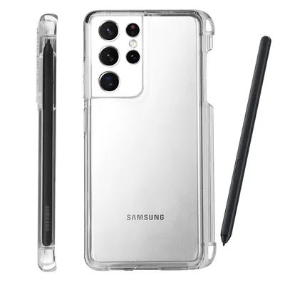 Fashion pen slot transparent case for Samsung Galaxy S21 Ultra 5G TPU Cover Anti-knock luxury Cases