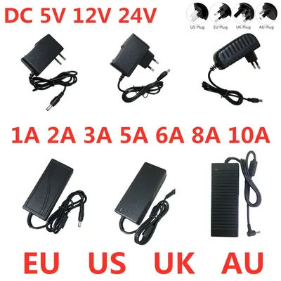 DC 5V 12V 24V Adapter Power Supply AC 100V-240V 1A 2A 3A 5A 6A 8A 10A Charger Converter Adaptor For LED Strips Light CCTV Lamp