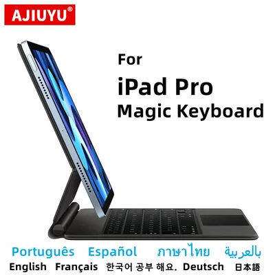 AJIUYU Magic Keyboard For iPad Pro 11 inch 12.9" 2018-2022 Air 5 4 10th 10.9" Smart Cover Magnetic Portuguese Spanish Arabic