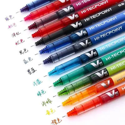 6/12pcs Japan Pilot V5 Hi Tecpoint Straight Liquid Roller Pen Large Capacity Quick-drying Ink 0.5mm Needle Tip Black Red Blue