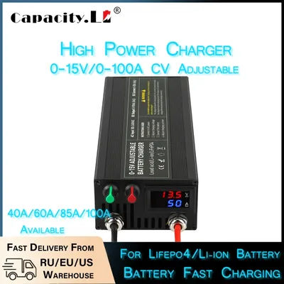 12V 60A Lifepo4 Charger 100A Lithium Battery Charger 100V-240V Quick Charging Fast Adapter for Lifepo4 Single loop adjust