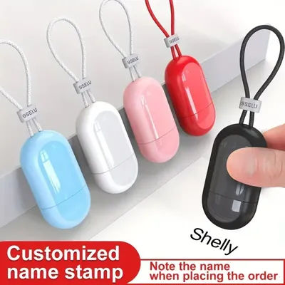1pc Customized Personal Name Stamp Black/white/red/blue/pink Handwritten Signature Seal Engraving Customized Seal Private Seal A
