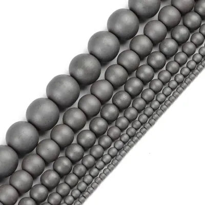 JHNBY Matte Black Hematite Beads Natural Stone Ore Round Loose Beads Ball 2/3/4/6/8/10MM Jewelry Bracelet Making Accessories DIY