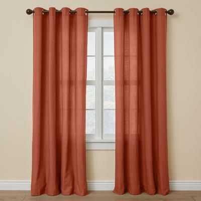 Wide Width Poly Cotton Canvas Grommet Panel by BrylaneHome in Terracotta (Size 48" W 108"L) Window Curtain Drape