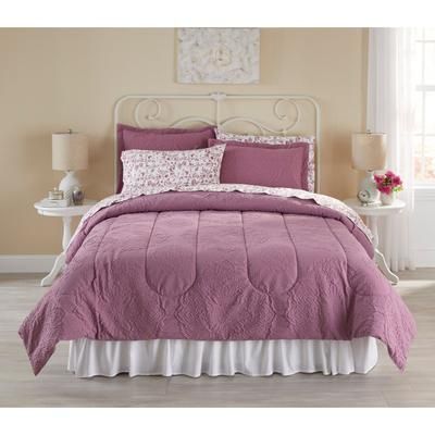 Microsculpt 7-Pc. Comforter Set by BrylaneHome in Mauve (Size KING)