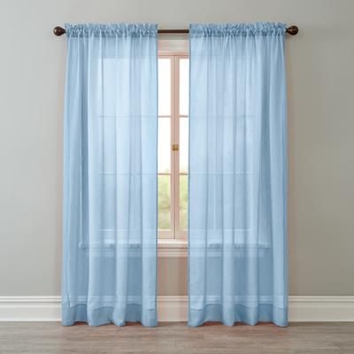 Wide Width BH Studio Crushed Voile Rod-Pocket Panel by BH Studio in Powder Blue (Size 51" W 108"L) Window Curtain