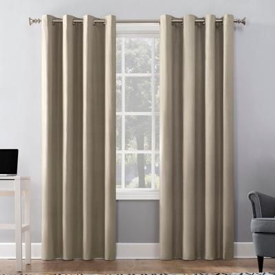 Wide Width Cameron Texture Grommet Window Panel by BrylaneHome in Linen (Size 50" W 63" L)