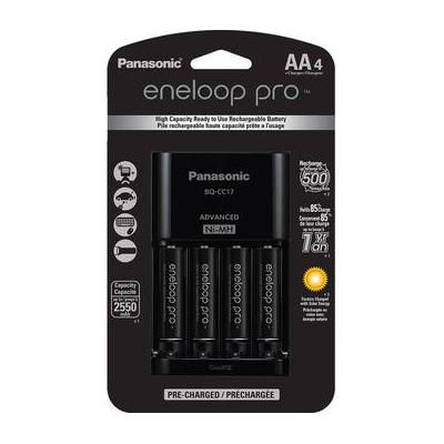 Panasonic eneloop Pro Rechargeable AA Ni-MH Batteries with Charger (2550mAh, 4-Pack) K-KJ17KHCA4A