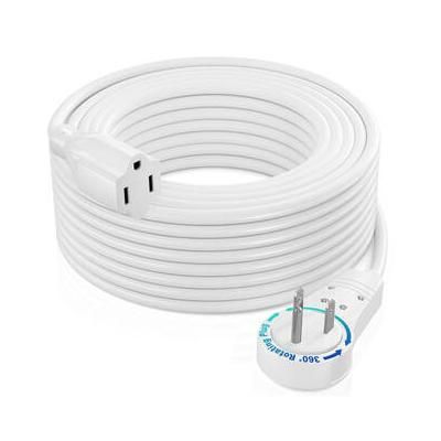 Maximm Cable 360° Rotating Flat Plug 16 AWG Extension Cord (50', White) ADW-360-3150-W