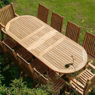 Montserrat-Veranda 11 pc Oval Rectangular Teak Dining Set