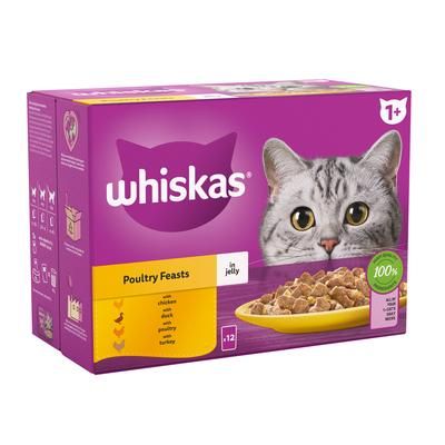 12x85g Poultry Feasts in Jelly 1+ Whiskas Wet Cat Food