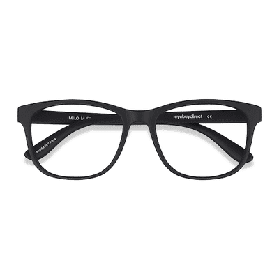 Unisex s square Matte Black Plastic Prescription eyeglasses - Eyebuydirect s Milo