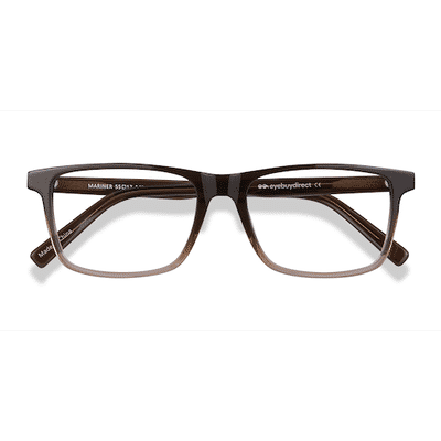 Unisex s rectangle Clear Brown Acetate Prescription eyeglasses - Eyebuydirect s Mariner
