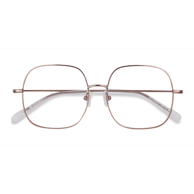 Unisex s square Rose Gold Metal Prescription eyeglasses - Eyebuydirect s Movement