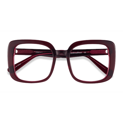 Female s square Burgundy Acetate Prescription eyeglasses - Eyebuydirect s Heather