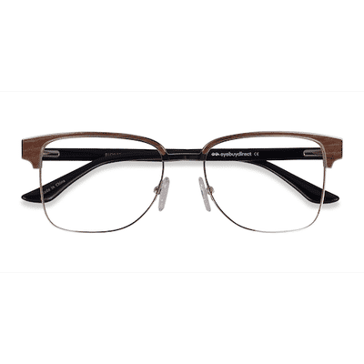 Unisex s browline Gold, Black & Light Wood Acetate,Mixed Wood,Metal Prescription eyeglasses - Eyebuydirect s Biome