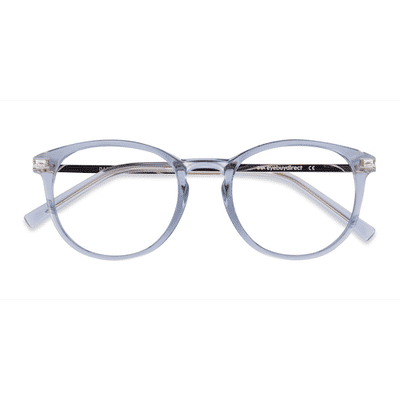 Female s round Clear Blue Plastic, Metal Prescription eyeglasses - Eyebuydirect s Daphne