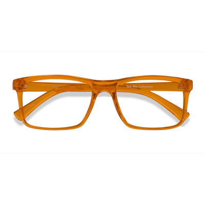 Unisex s rectangle Clear Orange Plastic Prescription eyeglasses - Eyebuydirect s Community