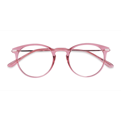 Female s round Clear Pink & Rose Gold Plastic, Metal Prescription eyeglasses - Eyebuydirect s Particle
