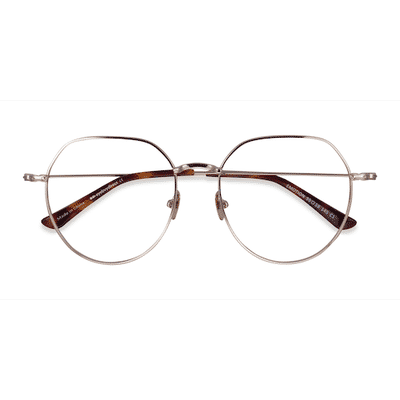 Unisex s geometric Light Gold Metal Prescription eyeglasses - Eyebuydirect s Emotion
