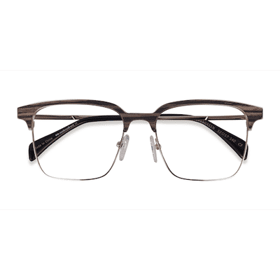 Unisex s browline Gold & Striped Wood Mixed Wood,Metal Prescription eyeglasses - Eyebuydirect s Evergreen