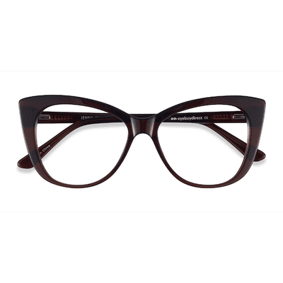 Female s horn Dark Brown Acetate Prescription eyeglasses - Eyebuydirect s Jenna