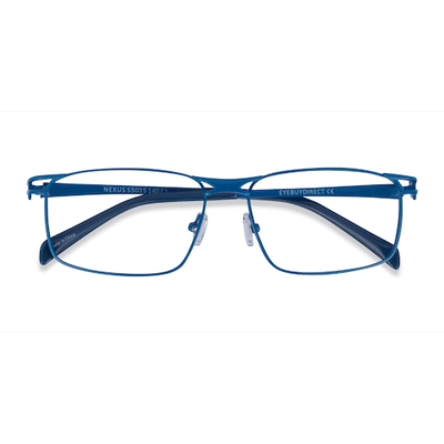 Unisex s rectangle Blue Metal Prescription eyeglasses - Eyebuydirect s Nexus