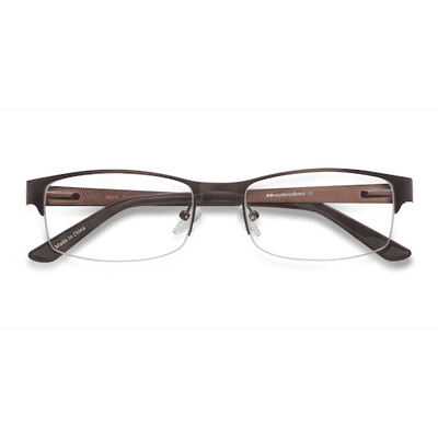 Unisex s rectangle Coffee Metal Prescription eyeglasses - Eyebuydirect s Mark