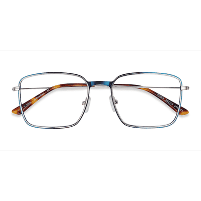 Male s rectangle Blue & Silver Metal Prescription eyeglasses - Eyebuydirect s Align