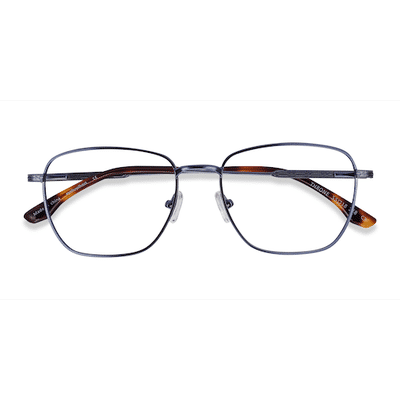 Unisex s rectangle Blue Metal Prescription eyeglasses - Eyebuydirect s Throne