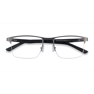 Unisex s rectangle Matte Gunmetal Metal Prescription eyeglasses - Eyebuydirect s Kinetic