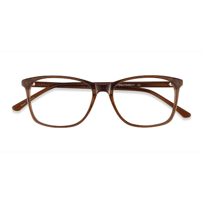 Unisex s rectangle Clear Brown Acetate Prescription eyeglasses - Eyebuydirect s Crescendo