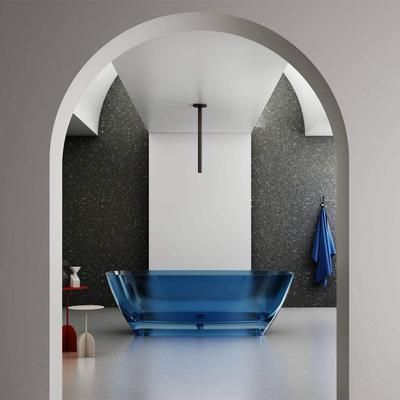 Randolph Morris Kinman 55 Inch Transparent Freestanding Solid Surface Tub - Blue RMTW8508-55-BLUE