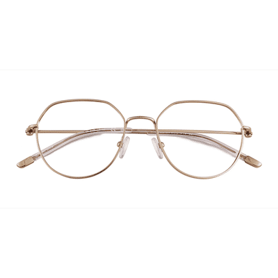 Unisex s round Shiny Gold Titanium Prescription eyeglasses - Eyebuydirect s Zeus