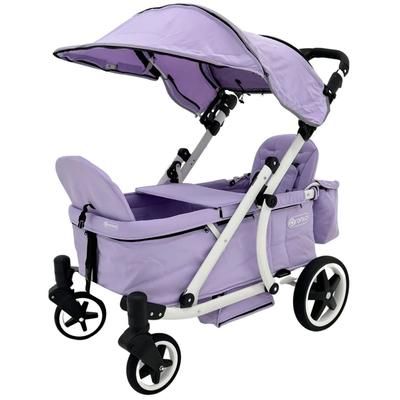 Pronto Squared (2 Seater) Stroller Wagon - White Frame / Soft Lavender