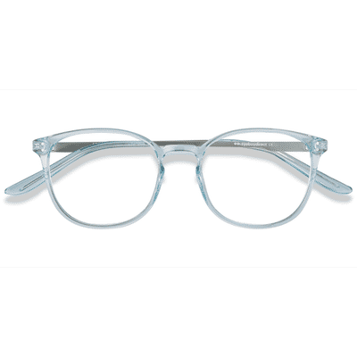 Unisex s round Clear Blue Plastic, Metal Prescription eyeglasses - Eyebuydirect s Spoken