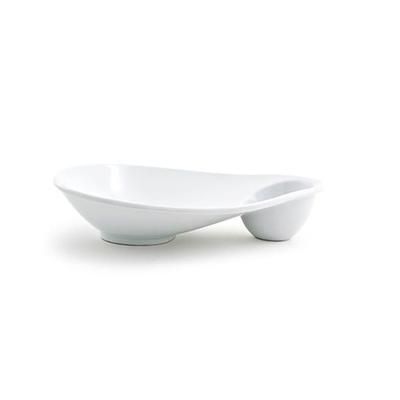 Front of the House DAP052WHP22 Oval Ellipse Sampler Plate w/ (2) Compartments - 8 1/4" x 6 1/2", Porcelain, White