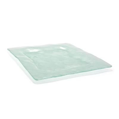 Front of the House DOS002FRG22 13" Square Arctic Dinner Plate - Glass, Frosted, Green