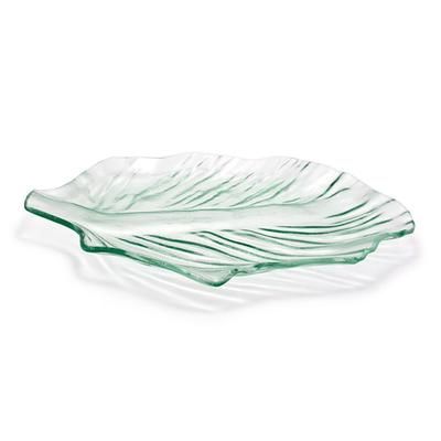 Front of the House SPT041CLG21 21" x 17" Leaf Shape Arctic Platter - Glass, Clear