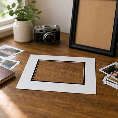 Double Mats, White/Black 16" x 20" Outer Cut, 10 5/8" x 13 5/8" Inner Cut 10 Pack
