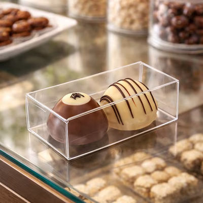2 1/8" x 1 3/8" x 4 1/4" Crystal Clear Truffle Box 25 Pieces