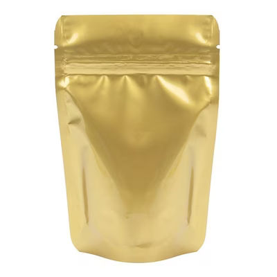 Small Smell Proof Resealable Pouch Bags Gold Metallized High Barrier - Holds 2 Ounces Size: 4" x 2 3/8" x 6" 100 Bags Pouches