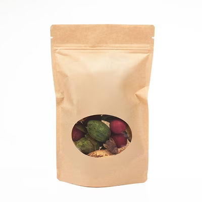 Best Heat Seal Pouch Bags Kraft w/ Oval Window Very Durable - Holds 6 - 11 oz. Size: 5 7/8" x 3 1/2" x 9 1/8" 100 Bags Pouches