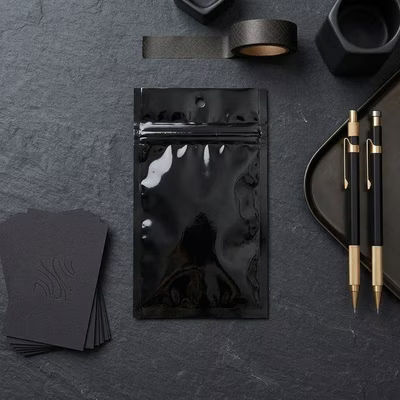 Black Metallized Hanging Zipper Barrier Bags 3" x 4 1/2" 100 pack